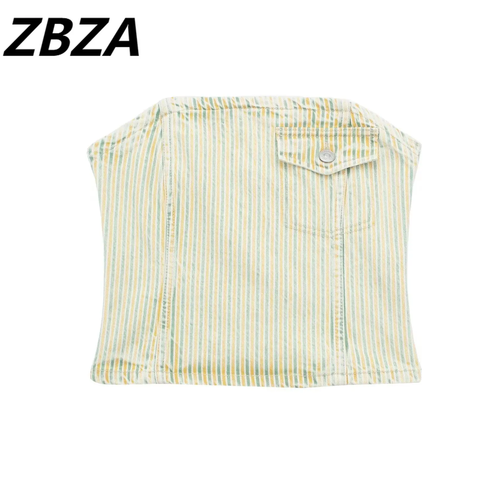 

ZBZA женские модные летние сексуальные ковбойские короткие топы в полоску с открытой спиной и пуговицами, 2023