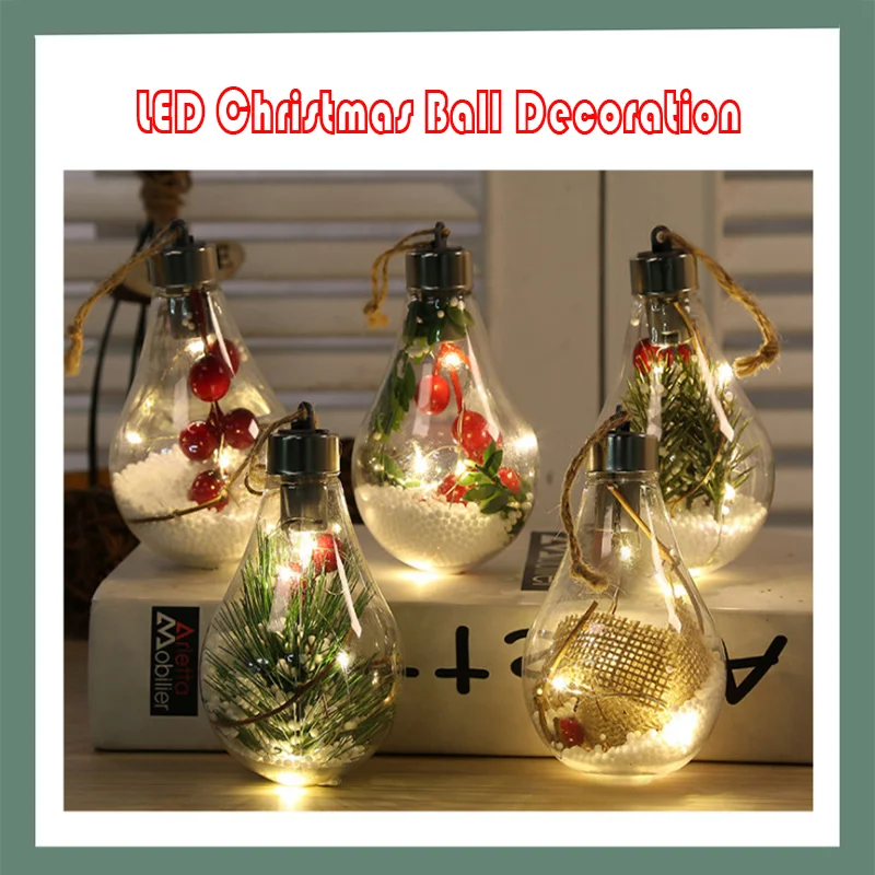 

Креативная имитация светильник почки, украшение для рождественской елки, подвесной светодиодный прозрачный пластиковый Рождественский ша...