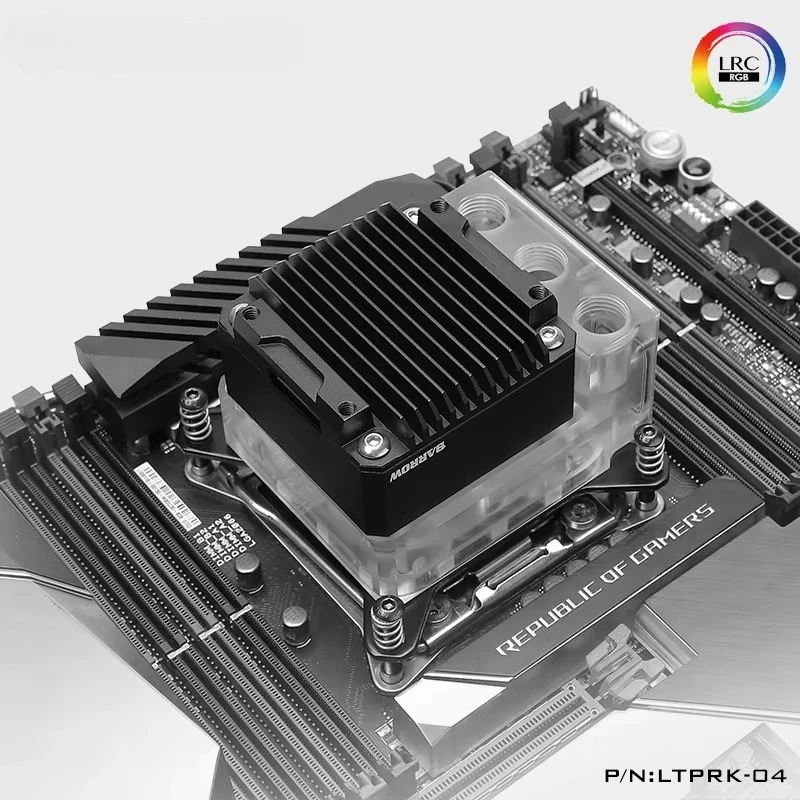 Фото Многоплатформенный медный радиатор для процессора X99/X299 с водяным охлаждением, RGB LED-подсветкой и интегрированным безвентиляторным охлаждением LTPRK-04 №5