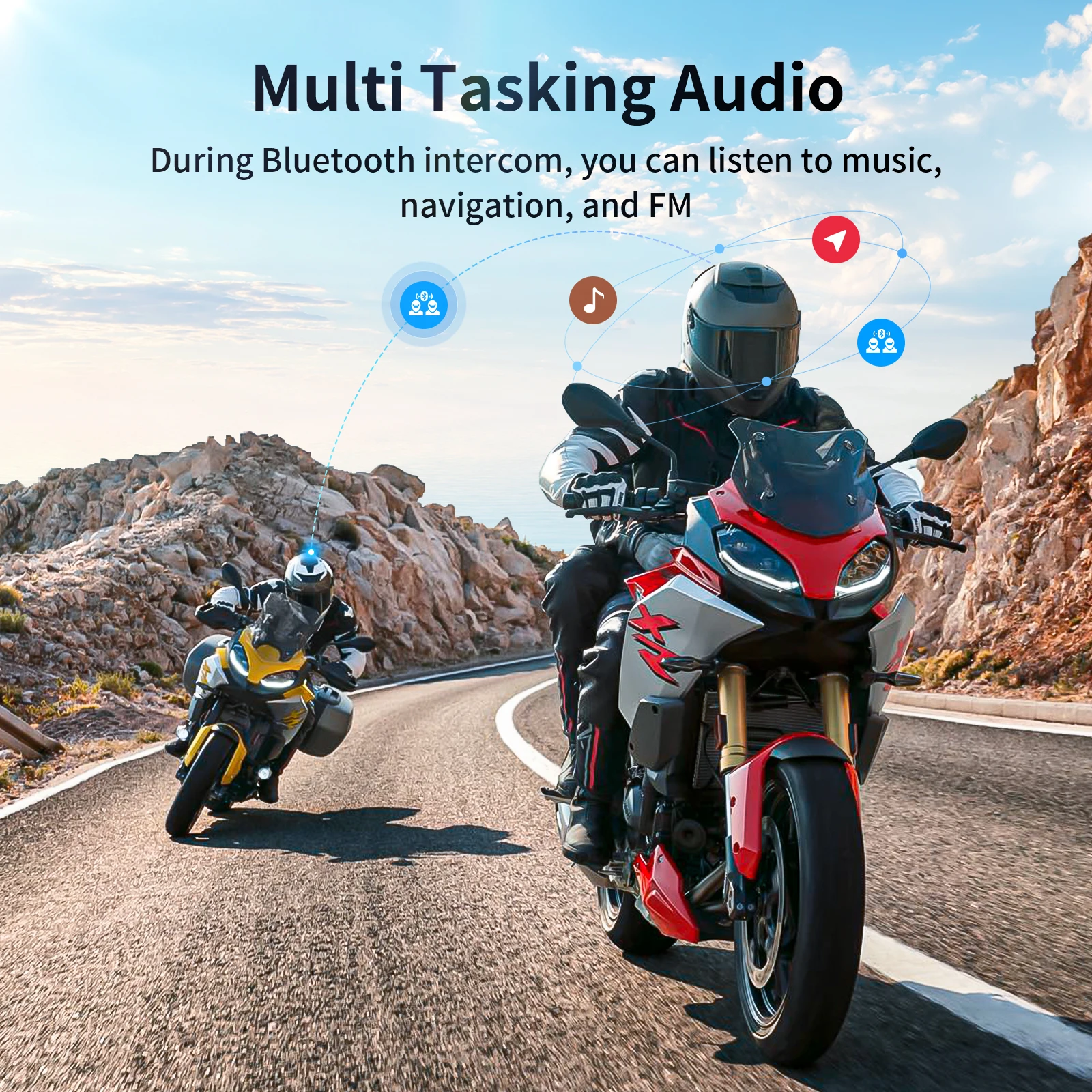Фото Мотоциклетная гарнитура Fodsports FX7,Гарнитура для шлема Bluetooth,BT5.4 №4