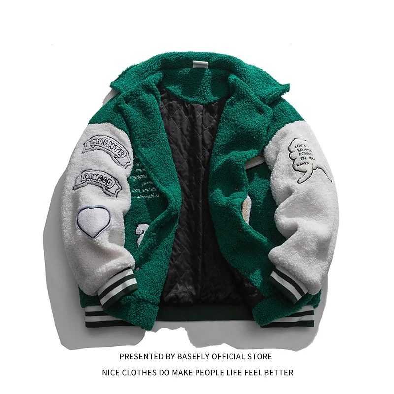 

Куртка-бомбер унисекс из овечьей шерсти, с вышивкой и надписью