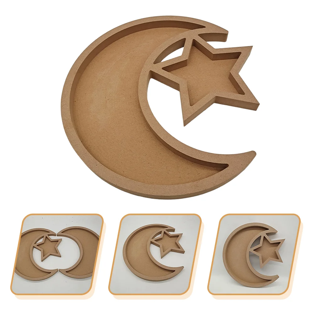 

Plate Moon Shaped Plate Wood Fruit Serving Tray Festival Food Storage Tray for Home Festival Decoration
