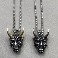 gothic japanese anger hannya ghost skull mask pendant necklace for men vintage punk skull necklace rock jewelry gifts for him