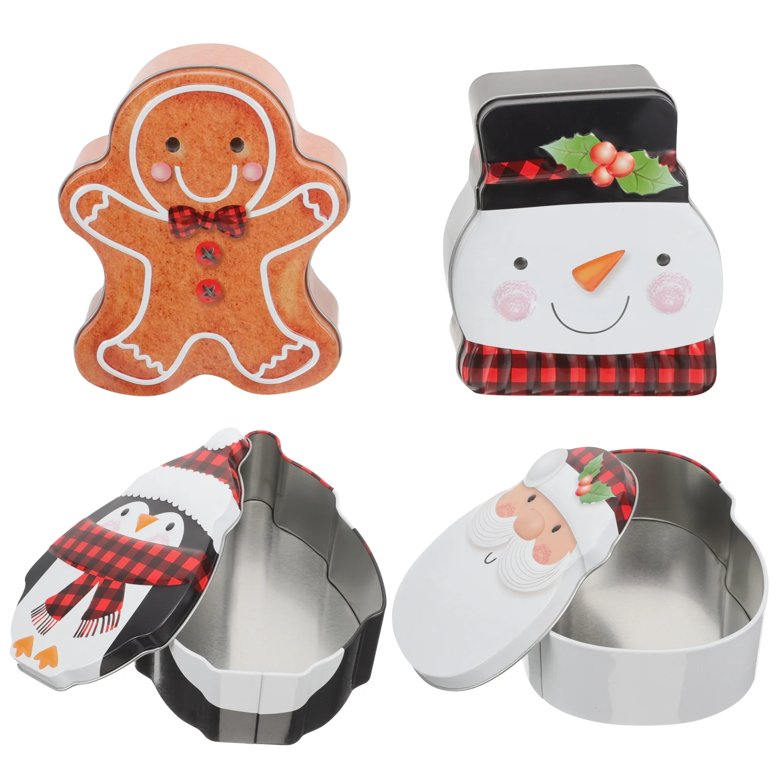 

Christmas Cookie Tins Santa Claus Snowman Candy Biscuits Box Tinplate Cookie Containers Xmas Bakery Treat Boxes Xmas Holiday