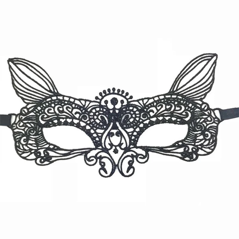 Sexy Lace Eye Mask Black Charming Hollowed Out Perspective Mask Christmas Halloween Party Role Play Props Lingerie Accessory