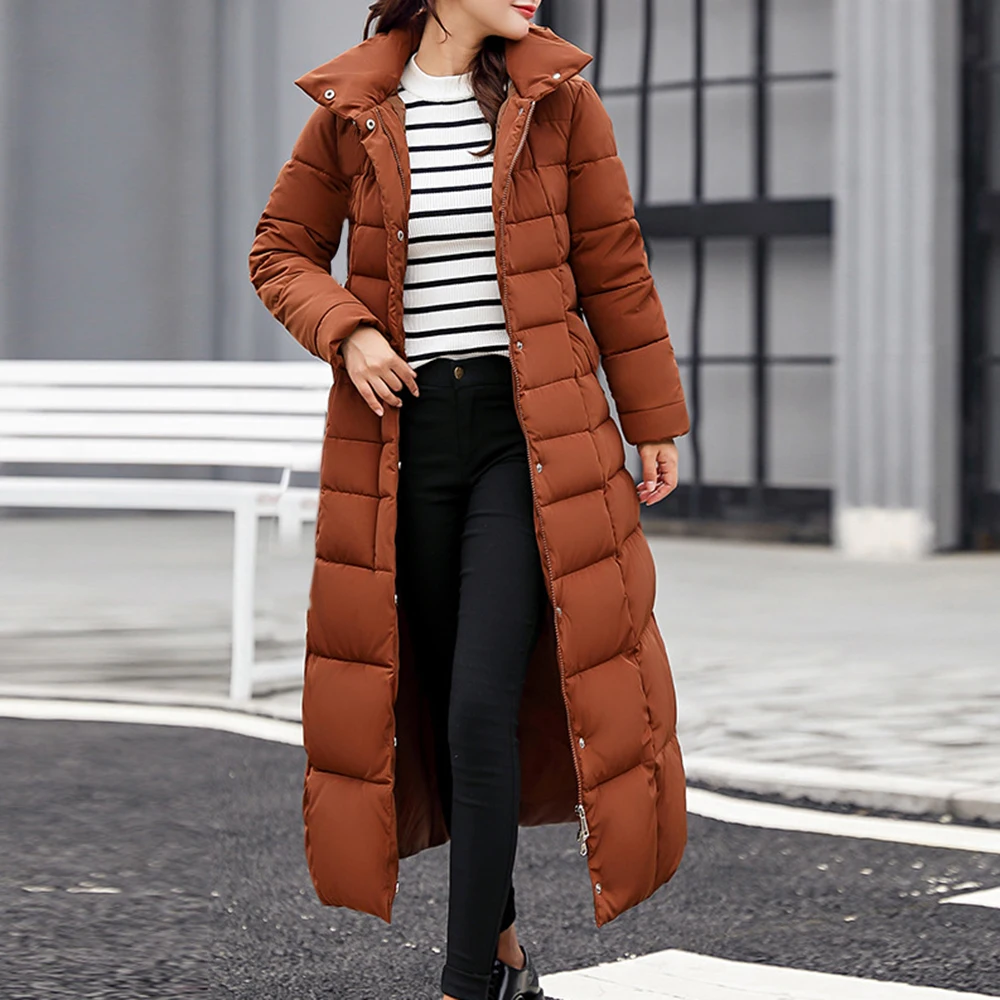 Long Winter Coat Women Parkas Slim Casual Hooded Fur Collar Warm Jacket Outerwear Coat Streetwear Chaqueta Mujer Veste Femme