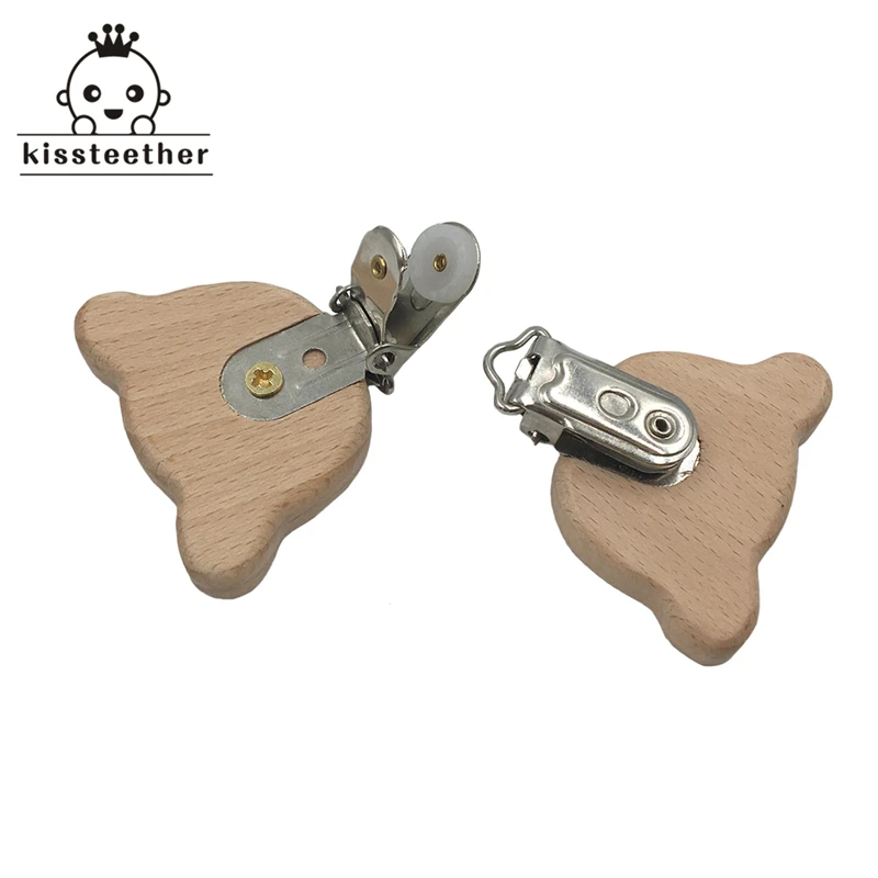 

2pcs Beech Wooden Teether Aniamls Baby Pacifier Holder Customizable Food Grade Wood Teething Teether Beads
