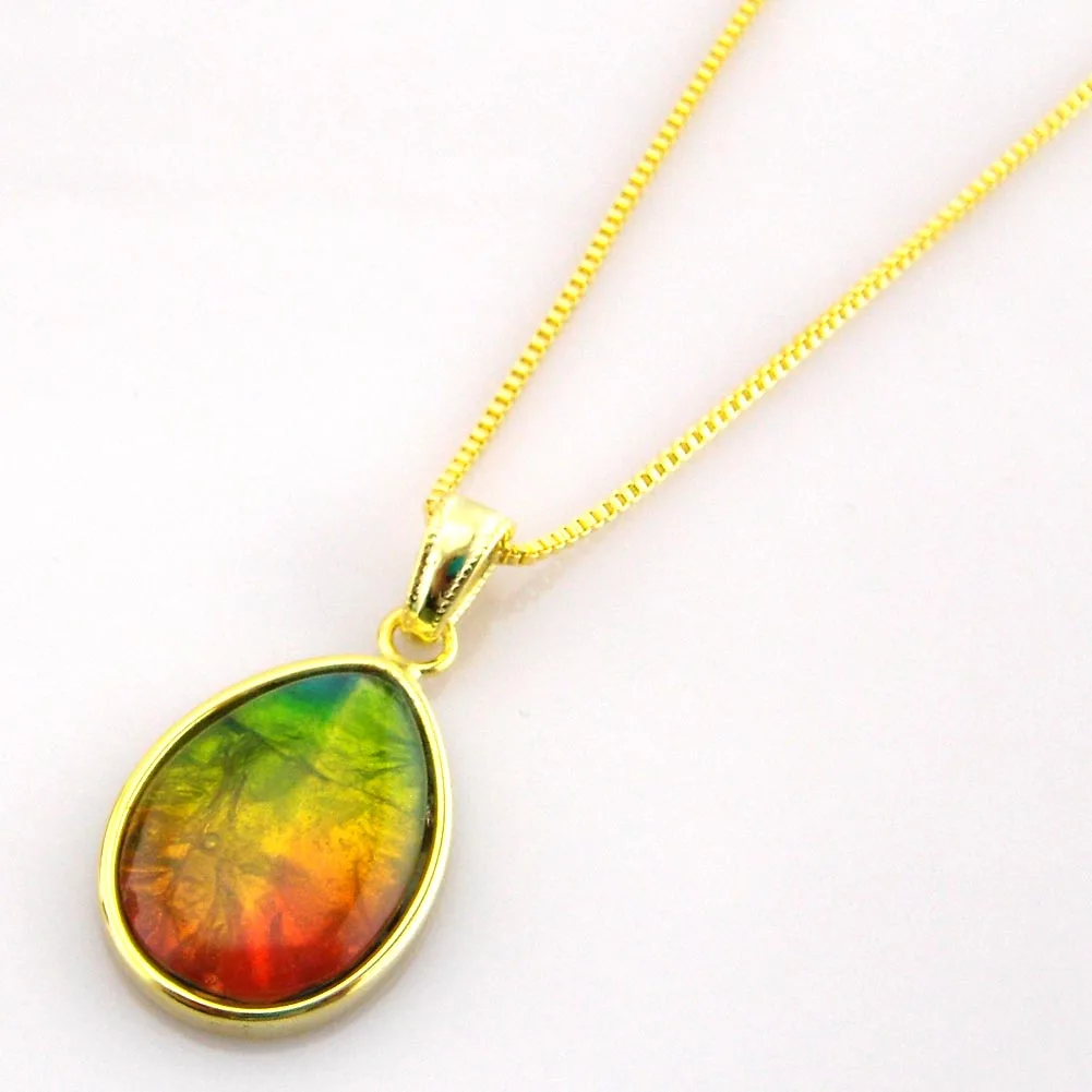

Silver necklace pendant fire ammolite pendant with chain