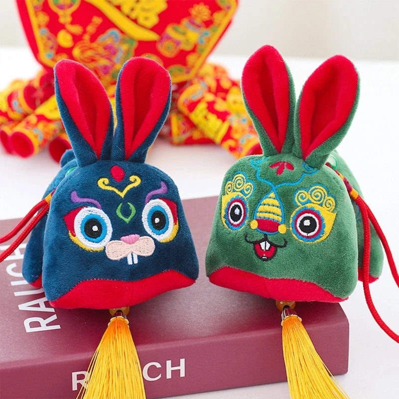 

Кукла-талисман на год кролика 2023, плюшевая игрушка, мягкий красный кролик, подвеска, сумка на удачу, детский подарок, китайский новогодний праздничный Декор