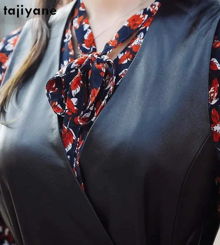 Женская куртка без рукавов Tajiyane элегантная Ветровка из натуральной овечьей кожи