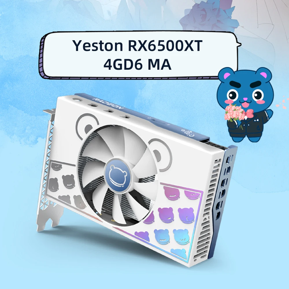 Игровая видеокарта Yeston RX6500XT 4G D6 MA 4 ГБ/64 бит/GDDR6 скорость памяти 18 Гбит/с DP + HD
