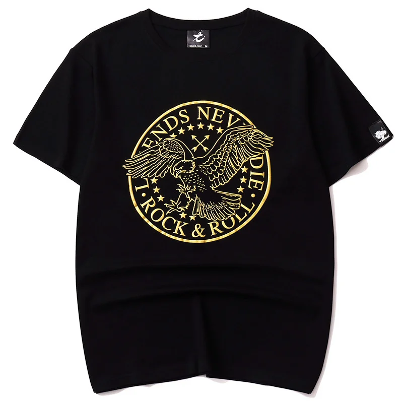 

Футболка мужская с принтом «Золотой Орлан», Повседневная Свободная хлопковая рубашка с короткими рукавами, топ с рисунком в стиле хип-хоп, н...