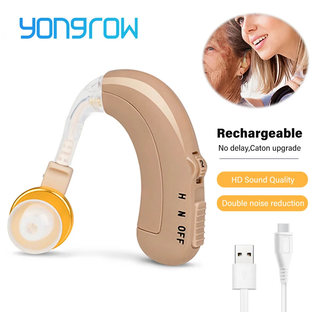 Yongrow Hearing Aids Sound Amplifier Hearing Aid for the Deafness Behind Ear Adjustable Amplifier  Speaker Amplified