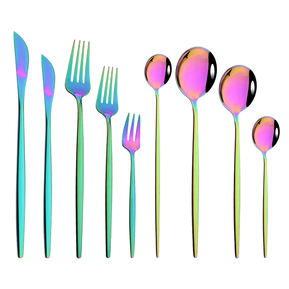 

Столовая посуда, искусственная вилка из нержавеющей стали, нож, чайная ложка, столовая посуда, набор зеркальной столовой посуды