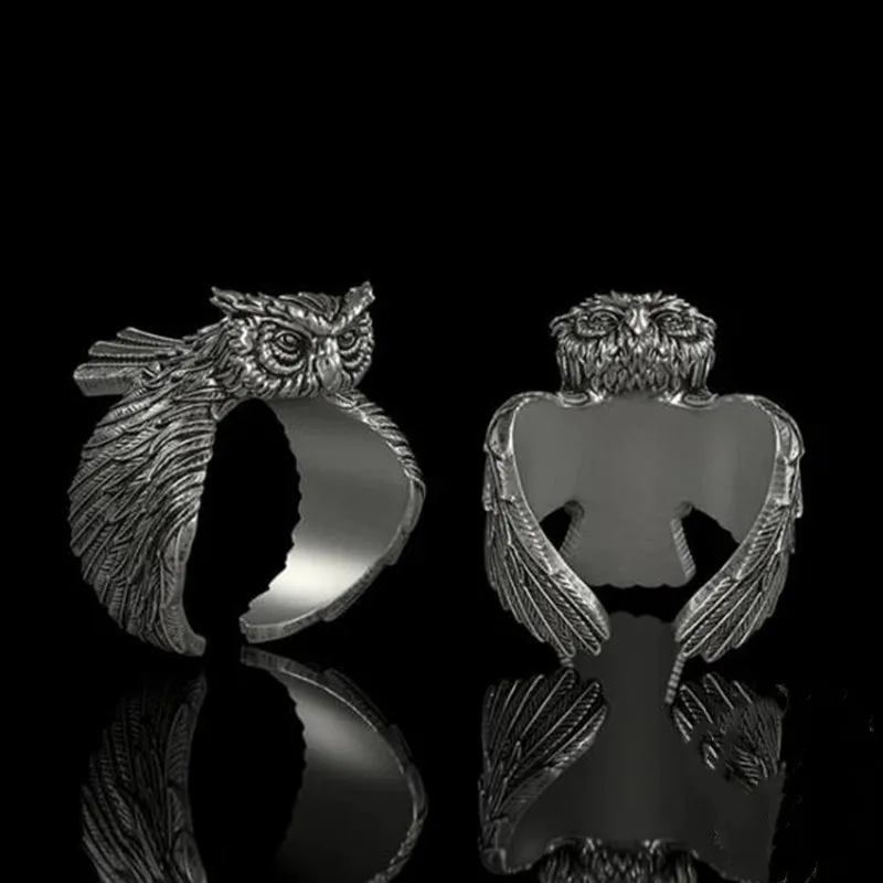 

Charm Vintage Cute Men and Women Simple Design Owl Ring Silver Color Engagement Wedding Rings Jewelry Gifts