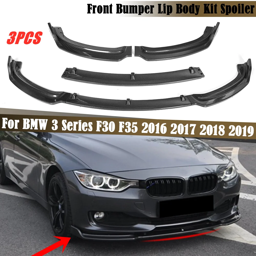 

Car Front Bumper Splitter Lip Spoiler Diffuser Guard Protection Black / Carbon Look For BMW 3 Series F30 F35 2016 2017 2018 2019