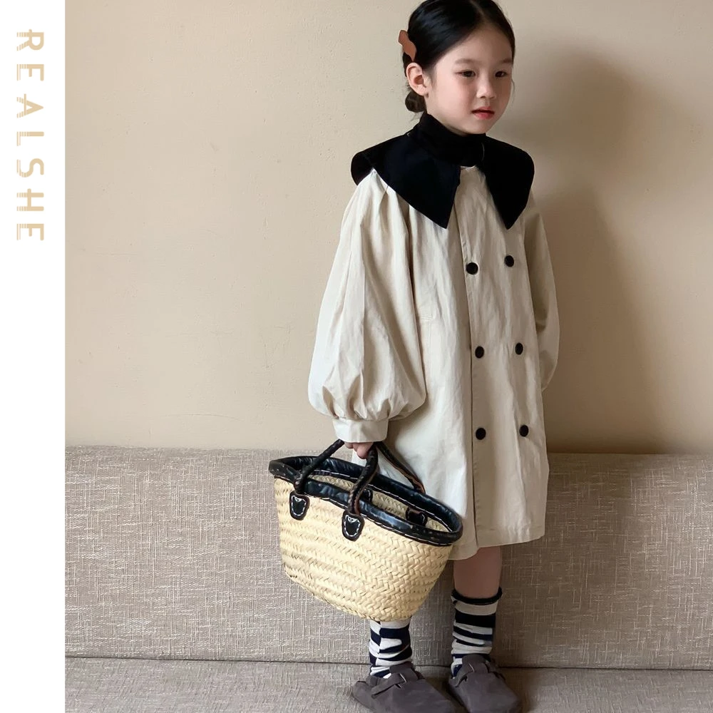 

Girls Long Trench Coats Loose Girls Trench 2023 New Windbreaker Jacket for Girls 2023 New Autumn Children's Clothing