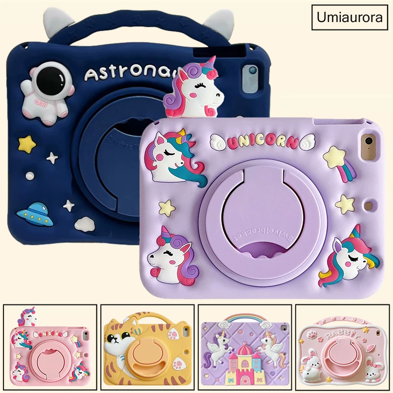 Детский силиконовый чехол-подставка для iPad Air 6 Mini 2 3 4 5 9 7 7th 8th 10 10th Gen Pro 11 inch M4 2024