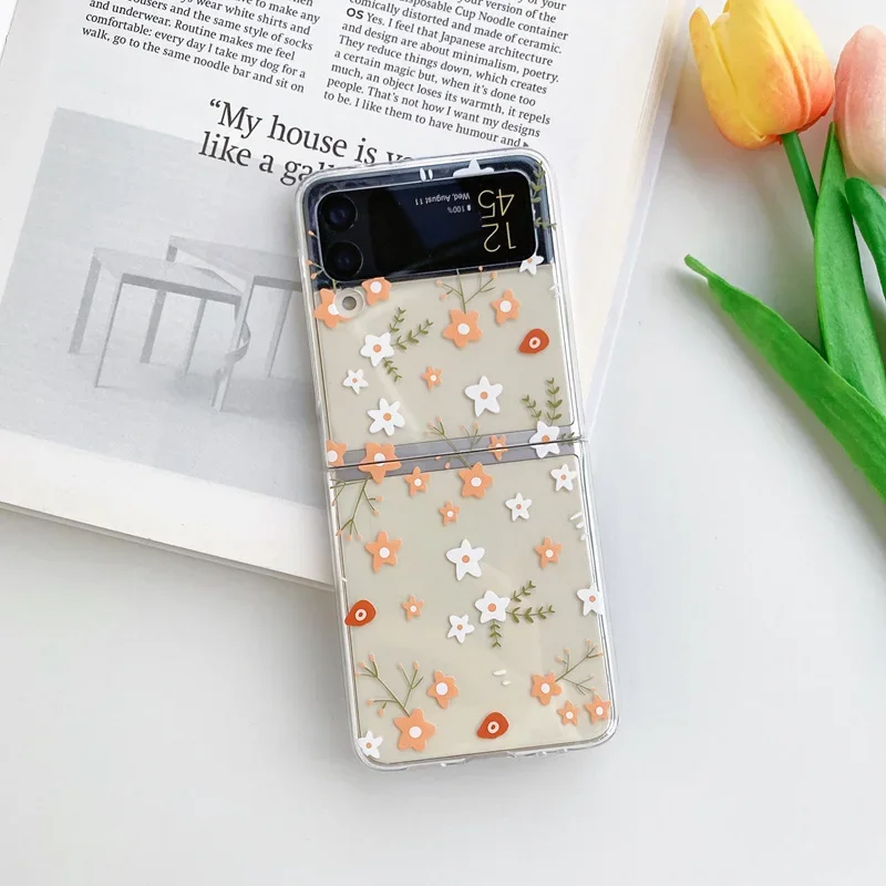 Модный прозрачный чехол с цветочным принтом для Samsung Galaxy Z Flip 6 ZFlip 5 4 3 чехлы