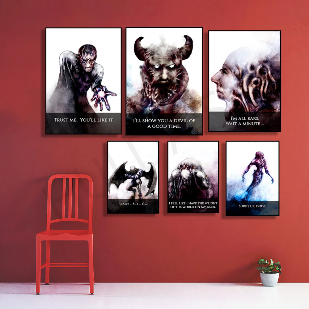 Готовый набор смешные художественные принты в виде монстра цитаты искусство на