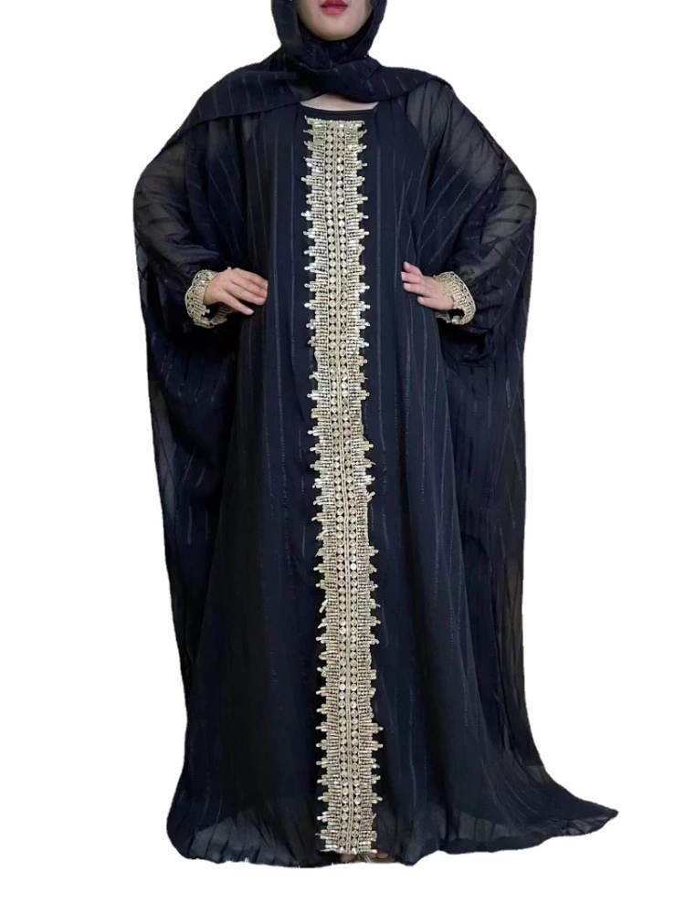 

Женское платье с длинным рукавом, длинное платье в мусульманском стиле из полиэстера, с круглым вырезом, красного, черного, синего, белого цветов, абайя, в африканском стиле, весна-лето