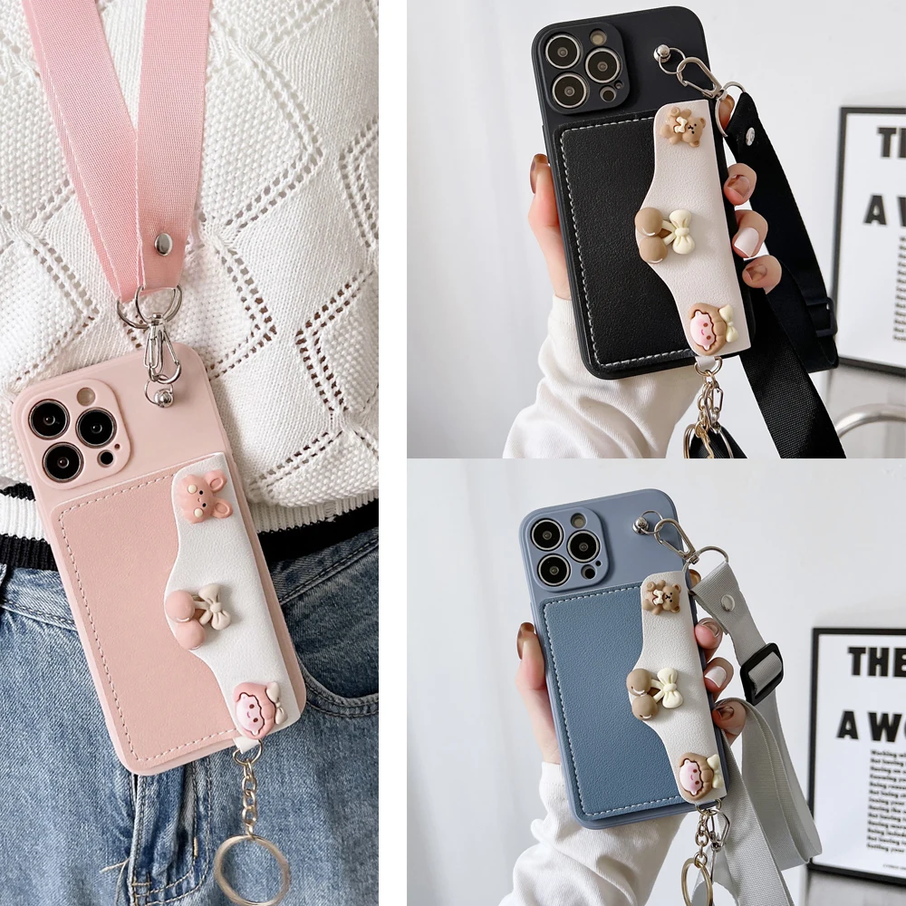 

Phone Wallet Case for Xiaomi Redmi 10A 9 9A 9C 8 8A 6 6A 7 4A 4X 5A Cases 3D Cartoon Leather Silicon Back Cover Lanyard Card Bag