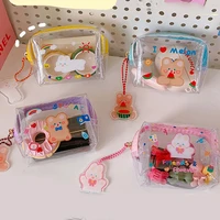 pvc transparent zipper mini pouch cartoon cute storage bag coin purse small fresh jelly wallet cosmetic bag for girls