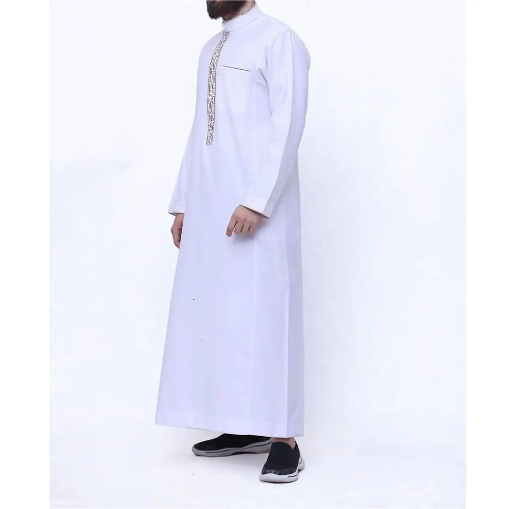 4XL 2023 Арабская Мужская одежда, абайя, белая мусульманская одежда с принтом, Мужская яркая одежда, мусульманская одежда, мусульманская одежда