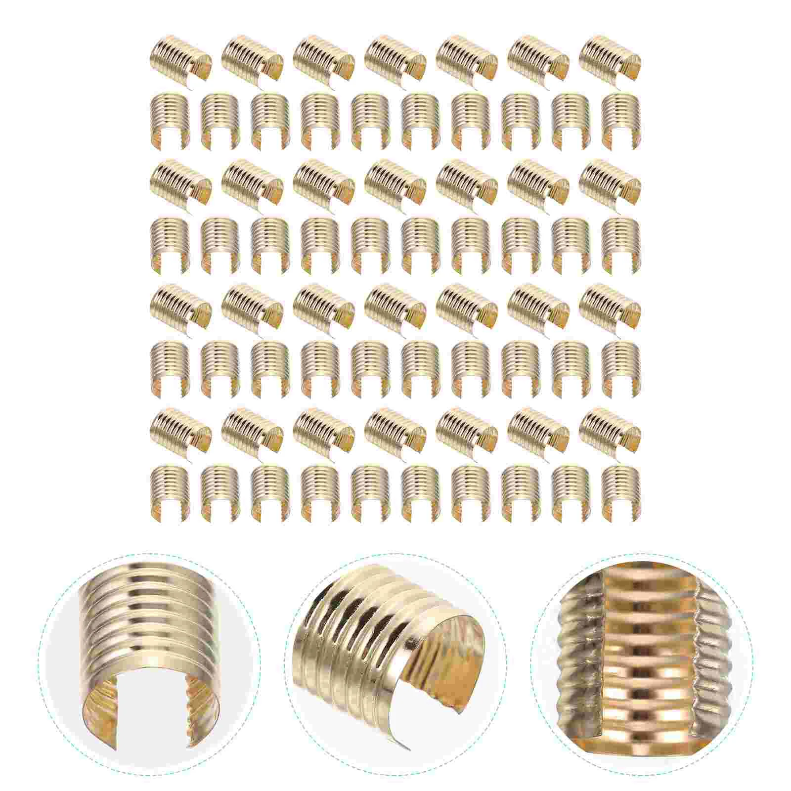

100pcs Leather Rope Clips Metal Fastener Cylindrical Opening Crimps for Tassel