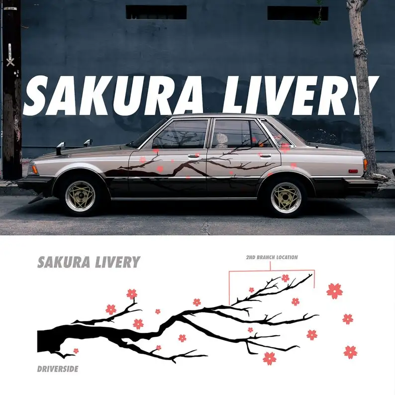 Sakura Large Die-cut Livery Sticker Pack JDM Tuner Car Vinyl Drift Decal Sticker For Car Truck Window Laptop Die Cut Decorate