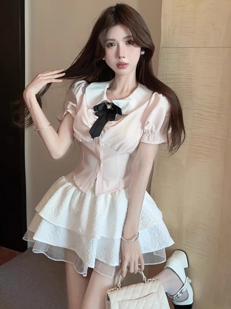 Милая академия яркая Пышная юбка комплект из двух предметов женская блузка с