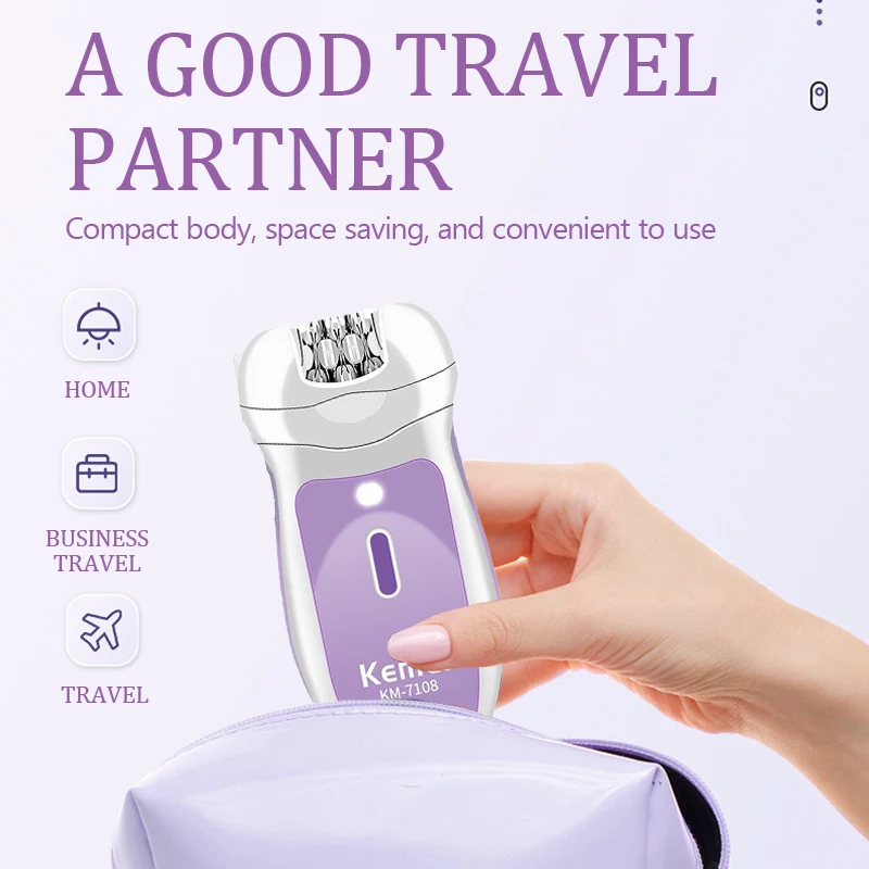 KEMEI KM-7108 4 в 1 электрический эпилятор для волос портативный беспроводной