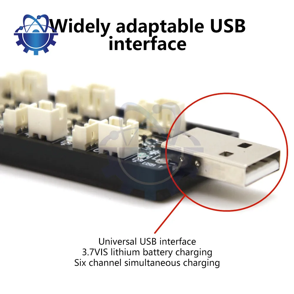 

1S lithium Battery Charger 3.7V-3.8V Parallel Charging Board 6 Way USB Aeromodelling LED Independently Indicate Charging Status