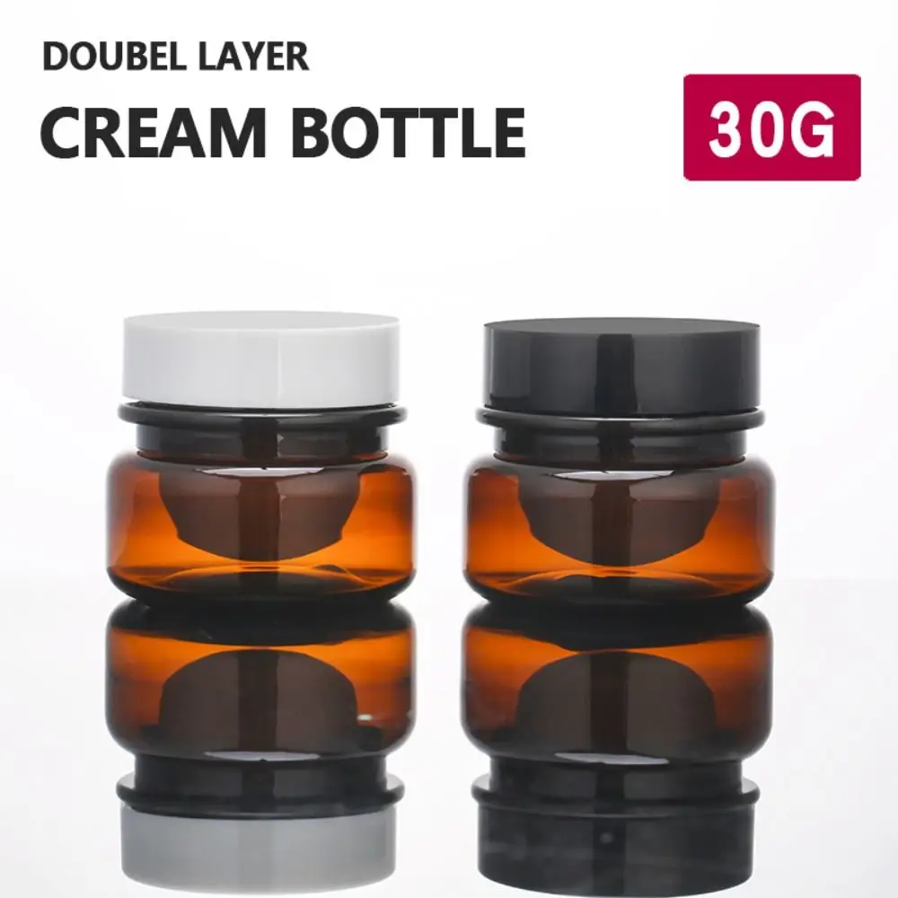 

30ml Double Layer Plastic Empty Makeup Jar Pot Refillable Sample Bottles Travel Sealed Face Cream Lotion Cosmetic Container