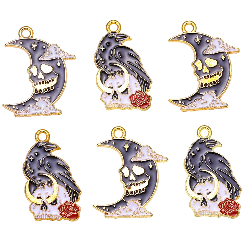 

10pcs 16*27mm Eagle Flower Moon Enamel Pendants Earrings For Teens Necklace Bracelet Charms For Jewelry Making DIY Accessories