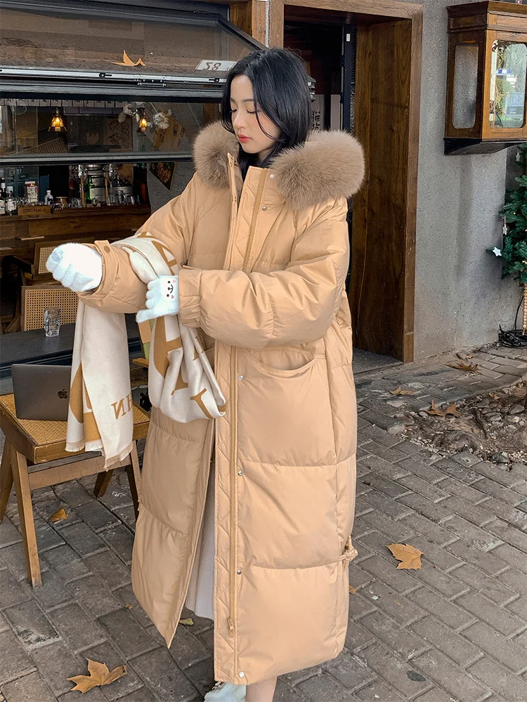 Big Fur Collar Down jacket Women 2024 New Winter Mid-Length over-the-Knee High-Grade Sense Fashion Thickened White Duck Down ... |