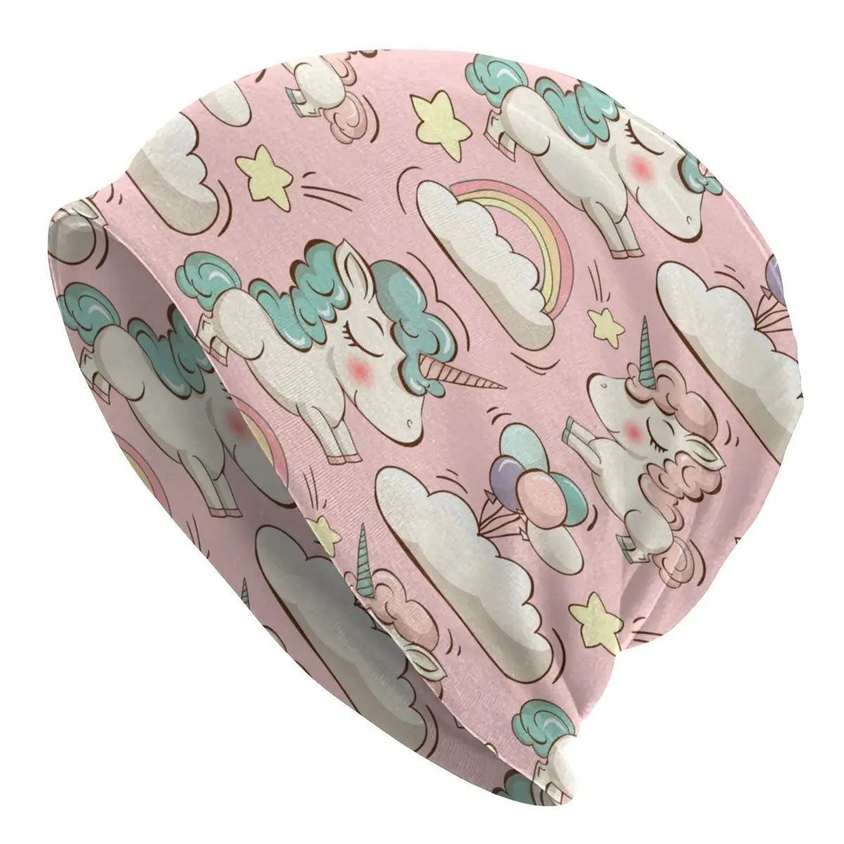 

2022 Warm Hat for Women Cute Unicorns With Clouds Rainbow And Stars Stacking Knitted Bonnet Cap Men Hat Hip Hop Beanies