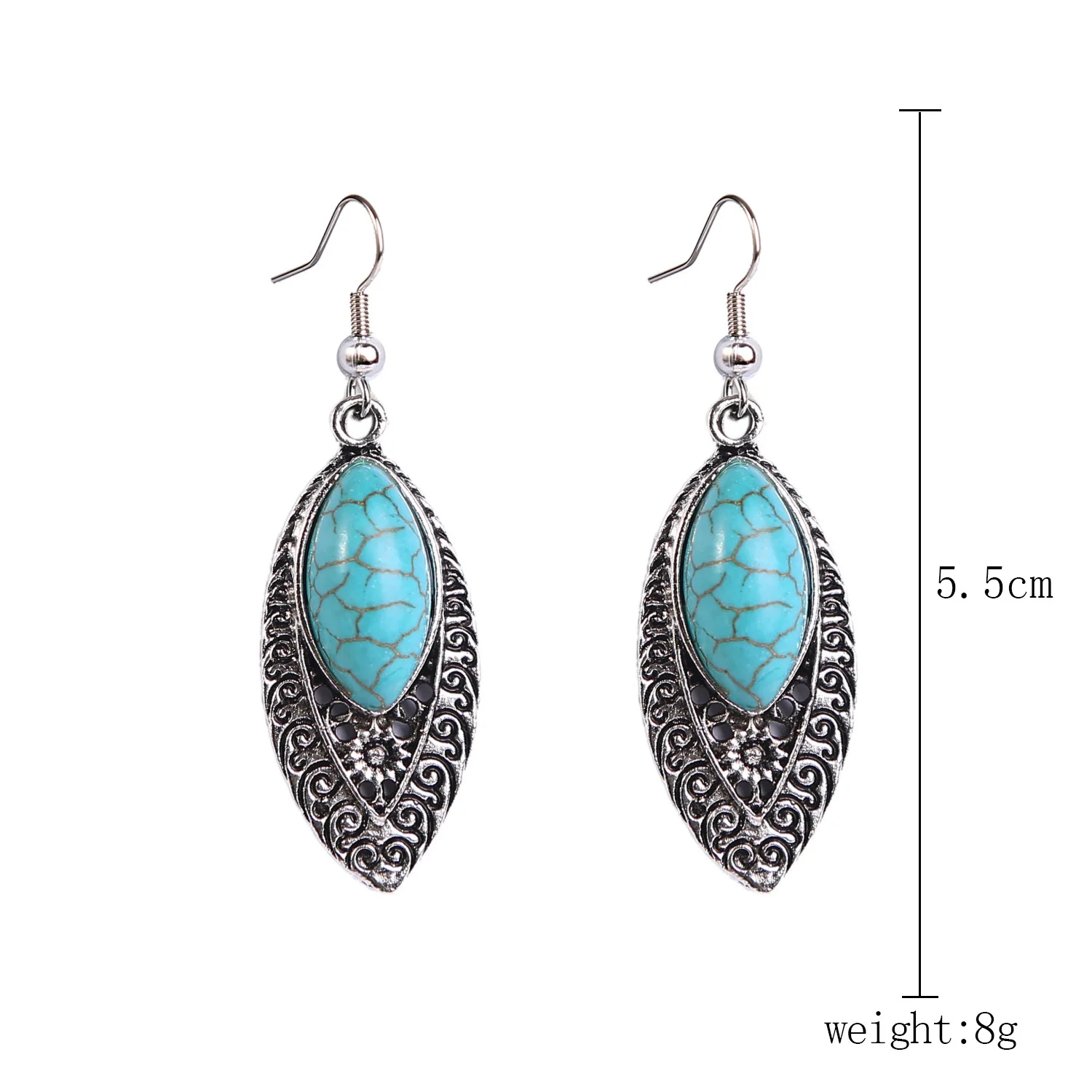 Ethnic style earrings European and American turquoise retro national style earrings set Bohemian earrings