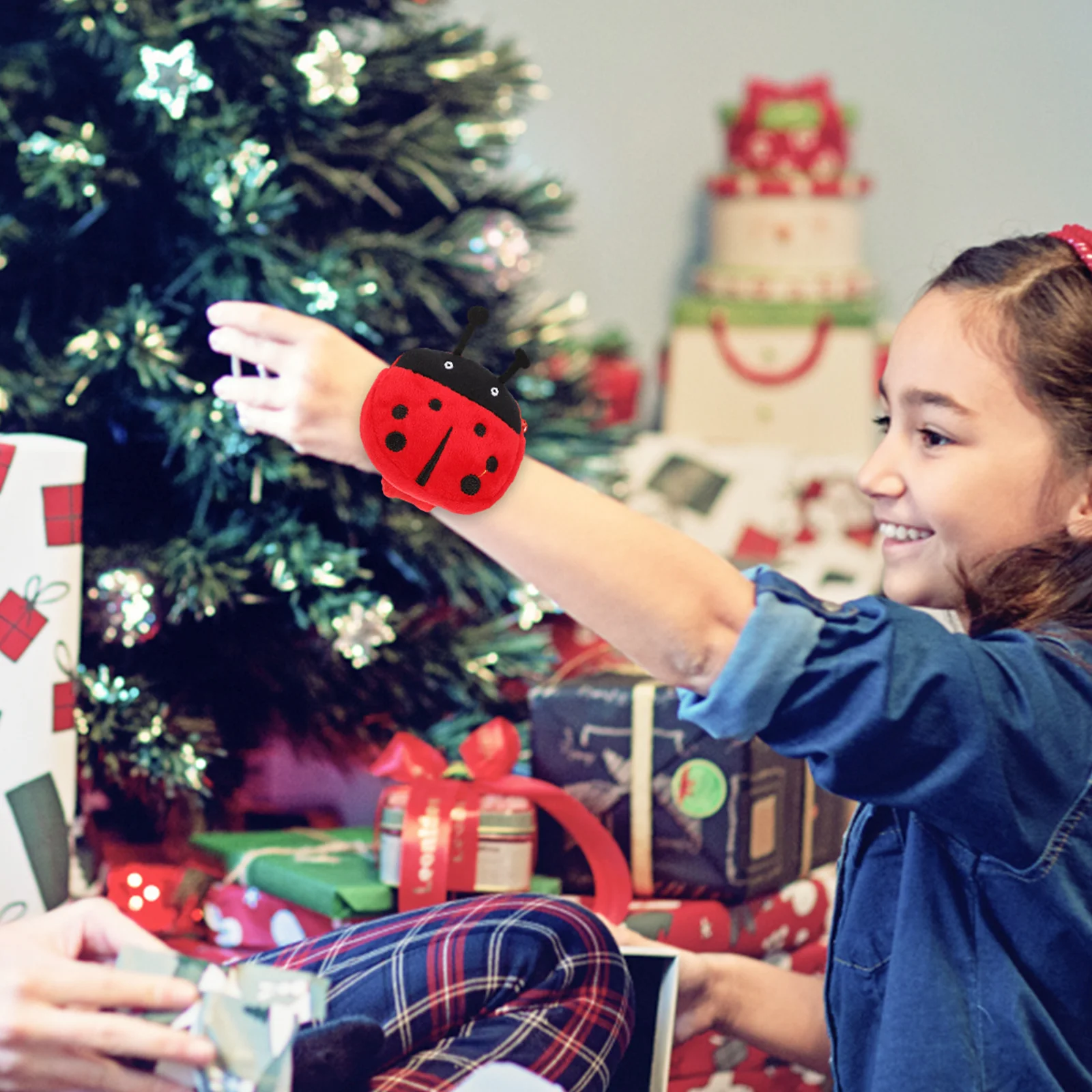 

Ring Coin Purse Stuffed Animal Slap Bracelet Toy Band Snap Bracelets Baby Animals Ladybug Strong animals, ladybugs
