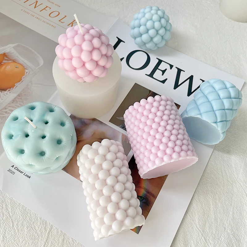 

BT0135 New Design DIY 3D Aromatherapy Beeswax Small Bubble Shape Soap Silicone Molds Candle Cylinder Bubble Candle Mold