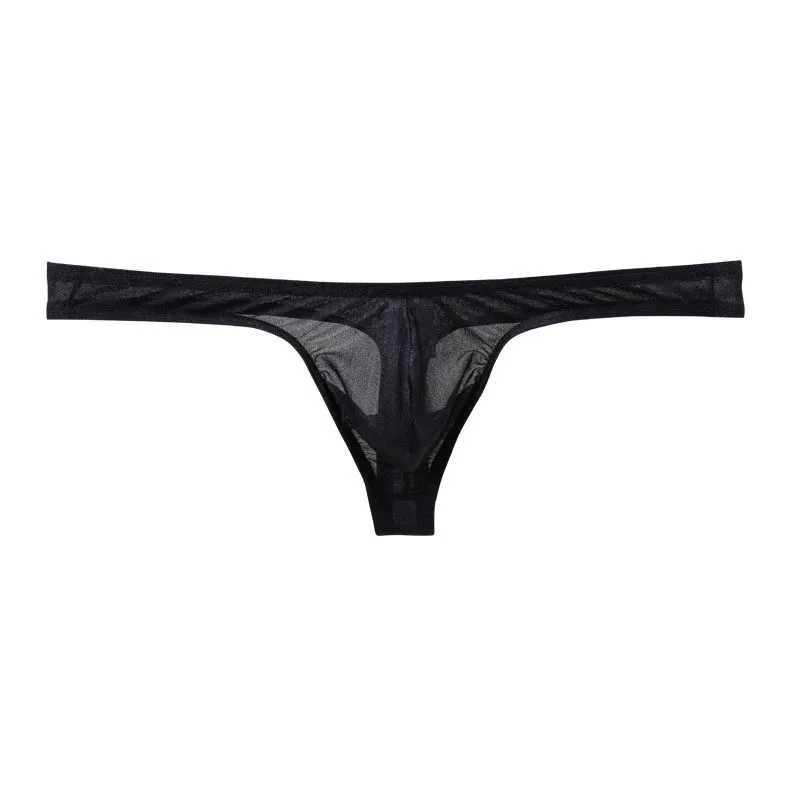 5PCS Men's Sexy Thongs Underwear See-through Ice Silk Thong G-string Mesh Stretchy Seamless Transparent Ultra-Thin Underpants