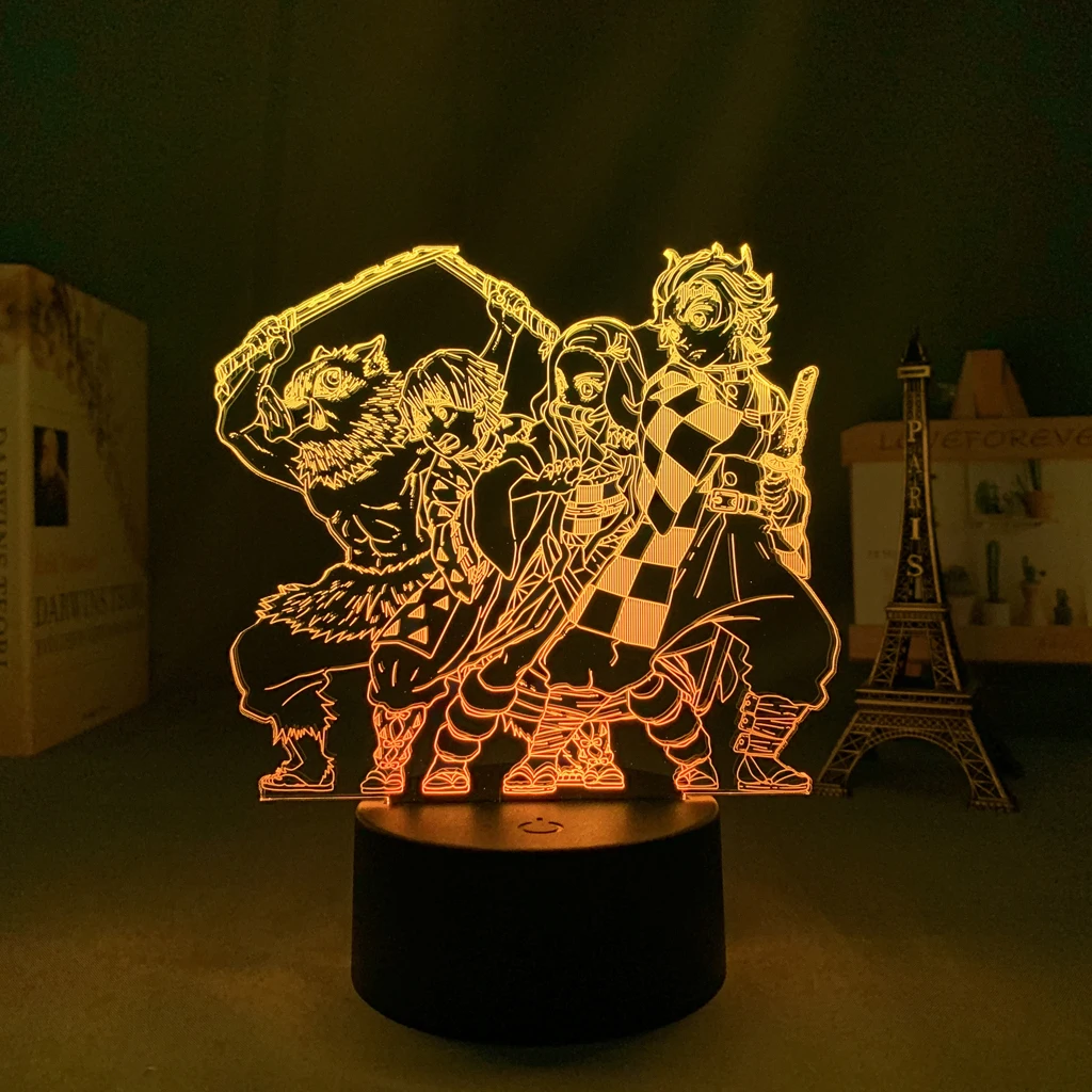 

Demon Slayer Kimetsu No Yaiba Acrylic Led Nightlight Nezuko Zenitsu Bedroom Decoration Lighting 3d Touch Colorful Night Lamp