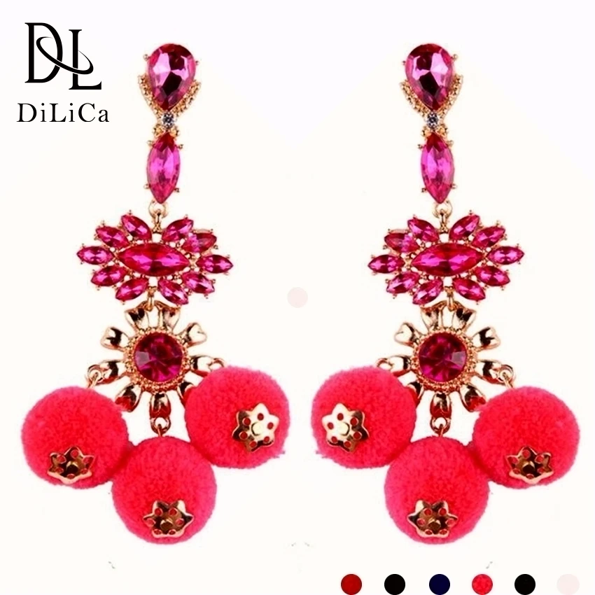 

DiLiCa Fashion Drop Earrings for Women Bohemian Crystal Ball Statement Earrings Vintage Charming Dangle Earring Jewelry