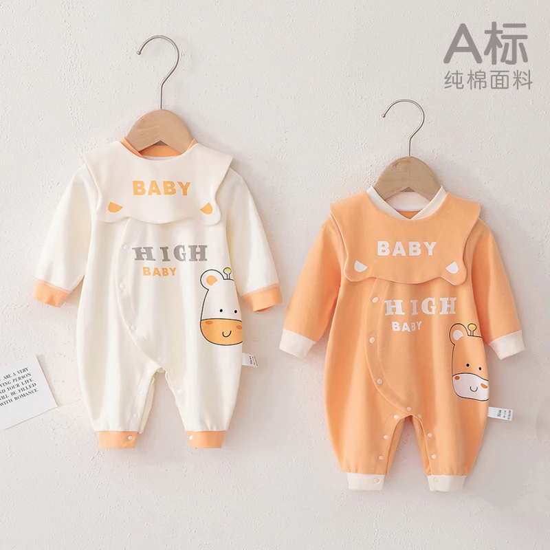 Baby Clothes Spring Clothes Female Baby Pure Cotton Long Sleeved One-piece Clothes Male Newborn Spring And Autumn Winter Suit Lo