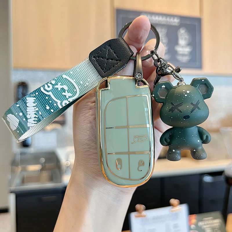 

Чехол для автомобильного ключа дистанционного управления из ТПУ с 3 кнопками, чехол для Jeep Renegade 2014 2015 Grand Cherokee Chrysler 300C, аксессуары для ключей ...