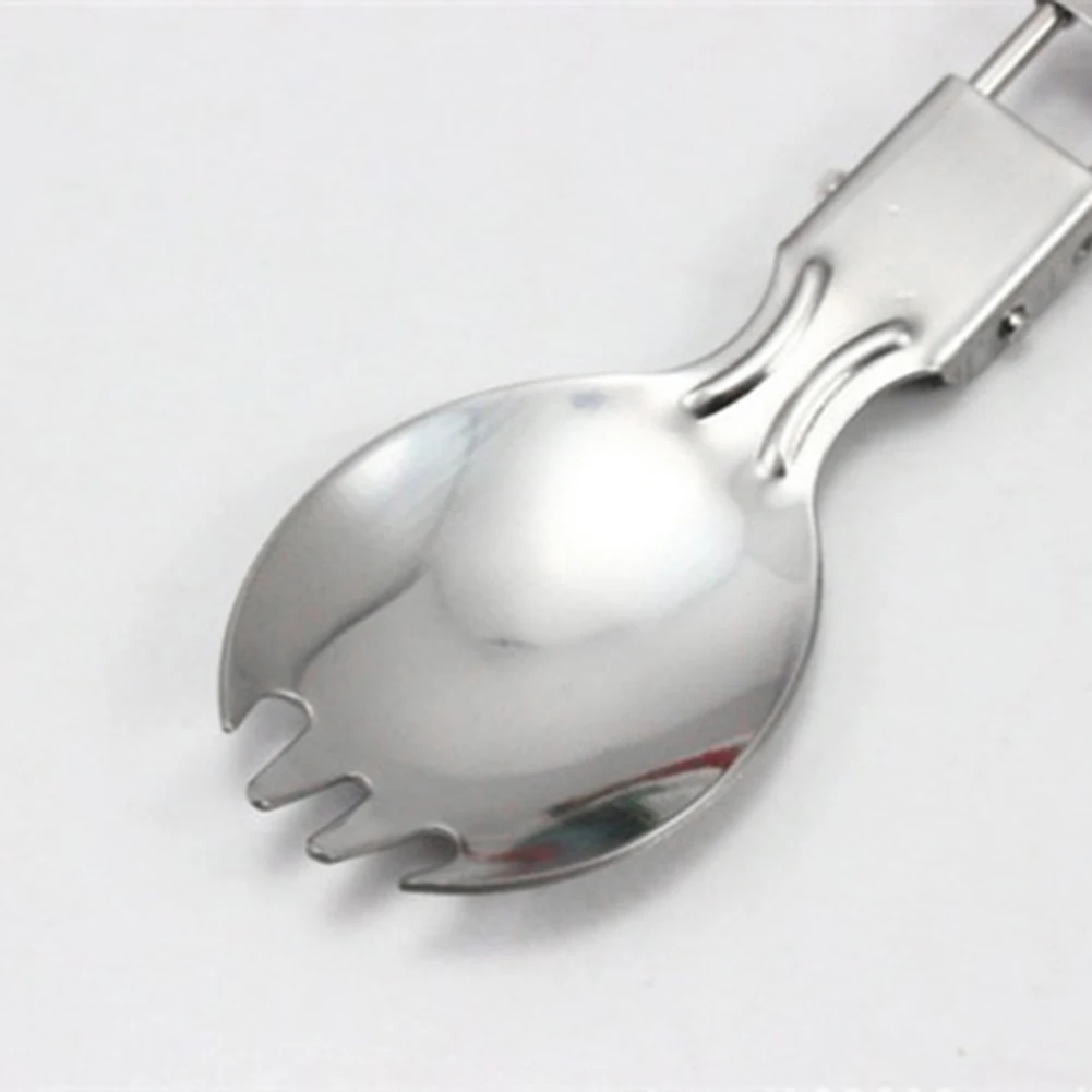 Посуда для кемпинга на открытом воздухе из нержавеющей стали складная ложка и