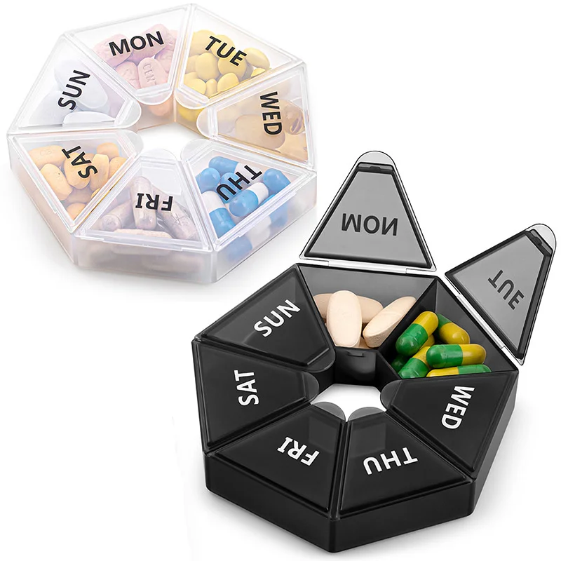 

7 Day Pill Box Dispenser Portable Travel Vitamin Box Sorting Container