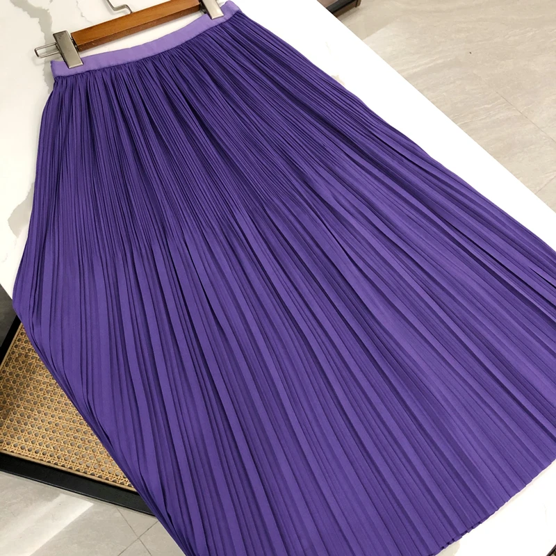 Женская плиссированная юбка средней длины однотонная трапециевидная офисная