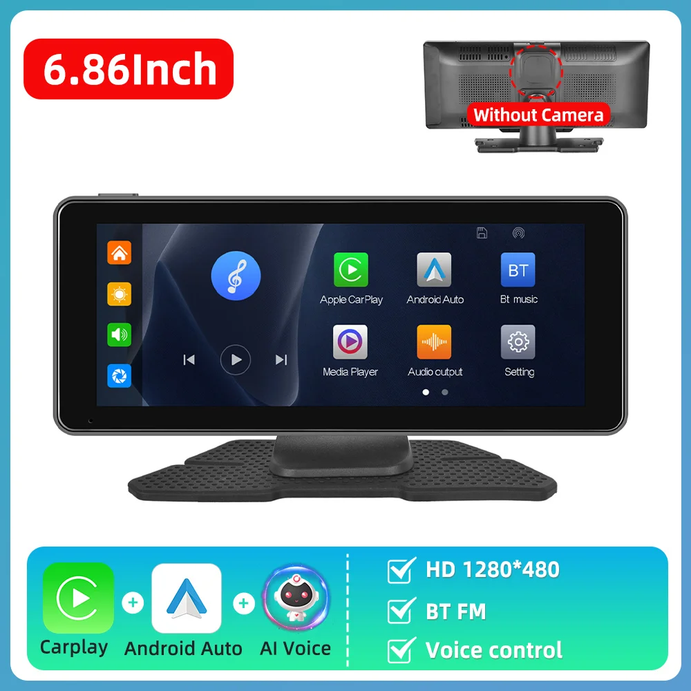 

LeeKooLuu 10,26 "автомобильный беспроводной смарт-монитор Carplay и Android с голосовым управлением, FM-передатчик, Bluetooth, Mirrorlink, мультимедиа
