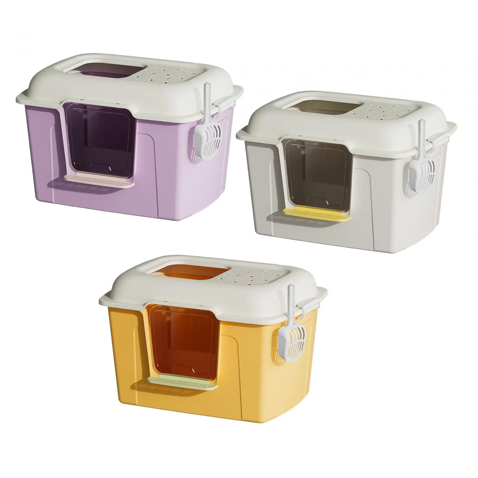 

Cat Litter Box with Lid Front Entry Top Exit Cat Potty Cat Toilet Cat Litter Tray Easy Clean for Growing Cats for Large Cats